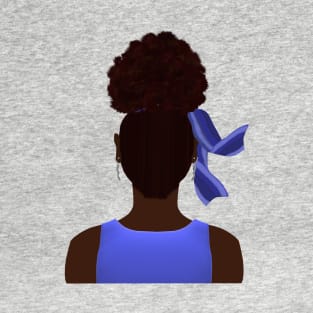 High Afro Puff Ponytail (Gray Background) T-Shirt